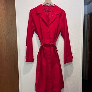 Knee length Red raincoat
